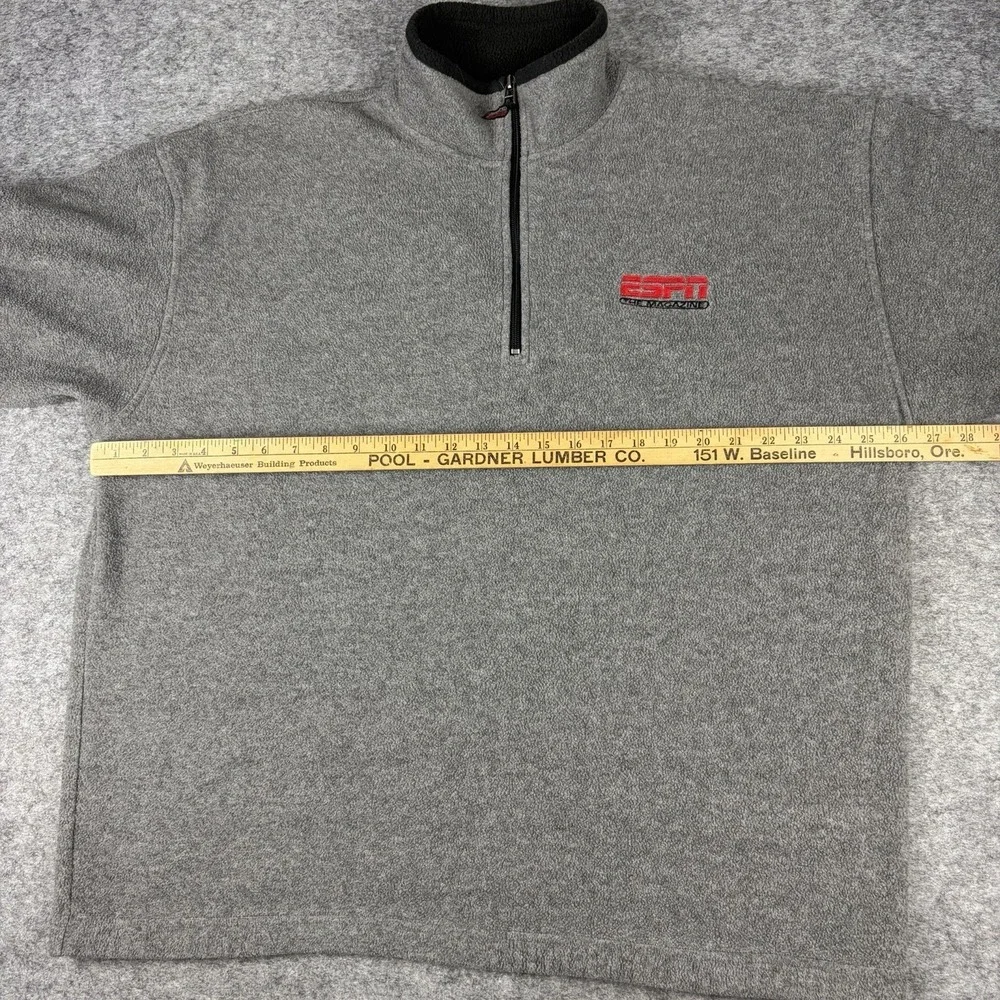 ESPN The Magazine Fleece Mens XL Gray 1/4 Zip Pullover Promo Vintage Y2K 90s